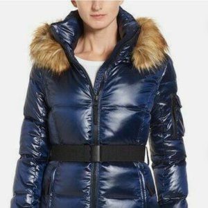 S13 NYC Navy Blue Belted Puffer Coat